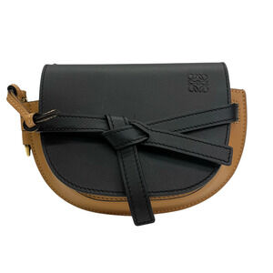 LOEWE Gate Dual Shoulder Bag Leather Black Brown
